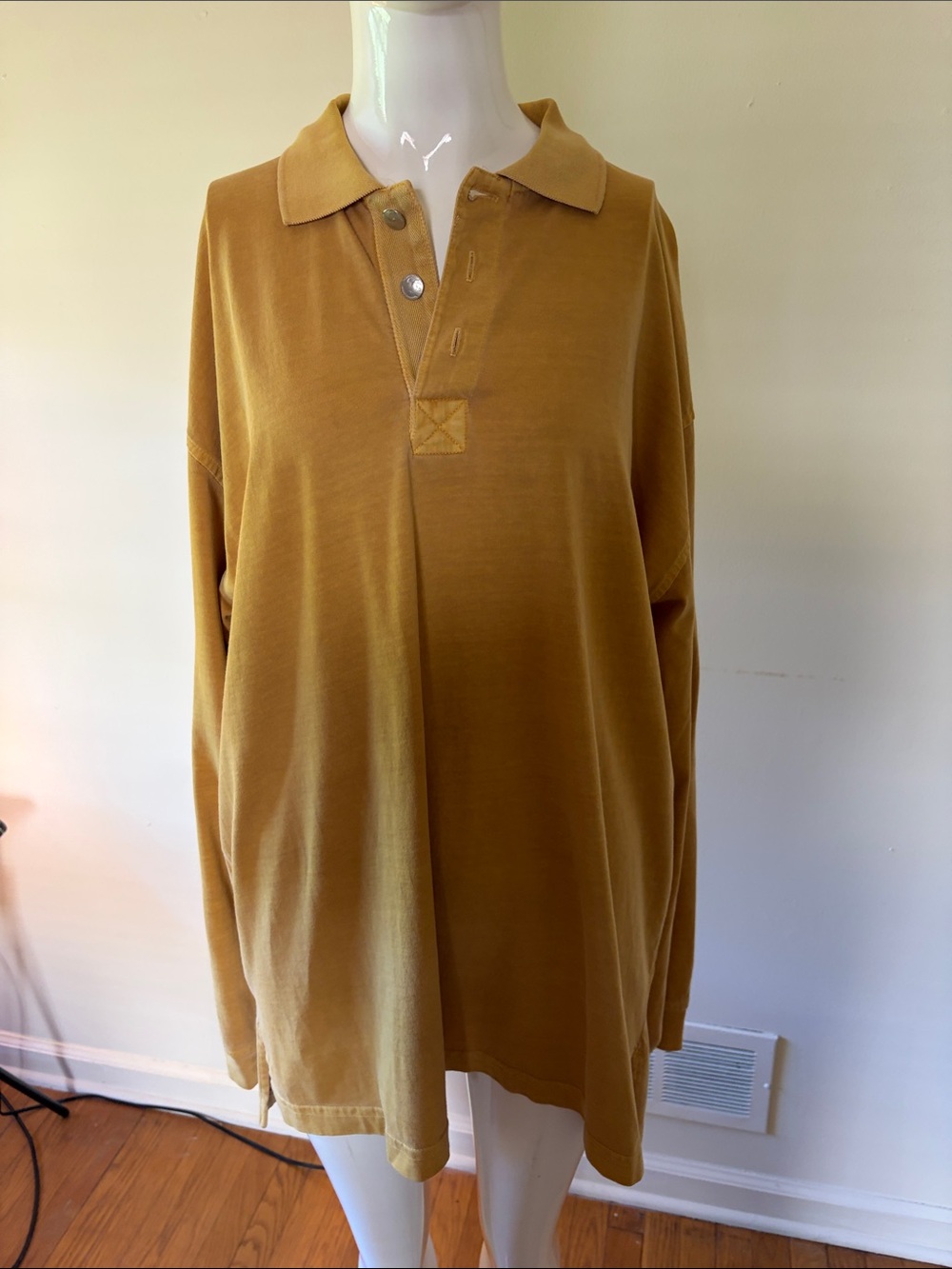 True Grit Men's Long Sleeve Polo Shirt in Mustard Yellow
